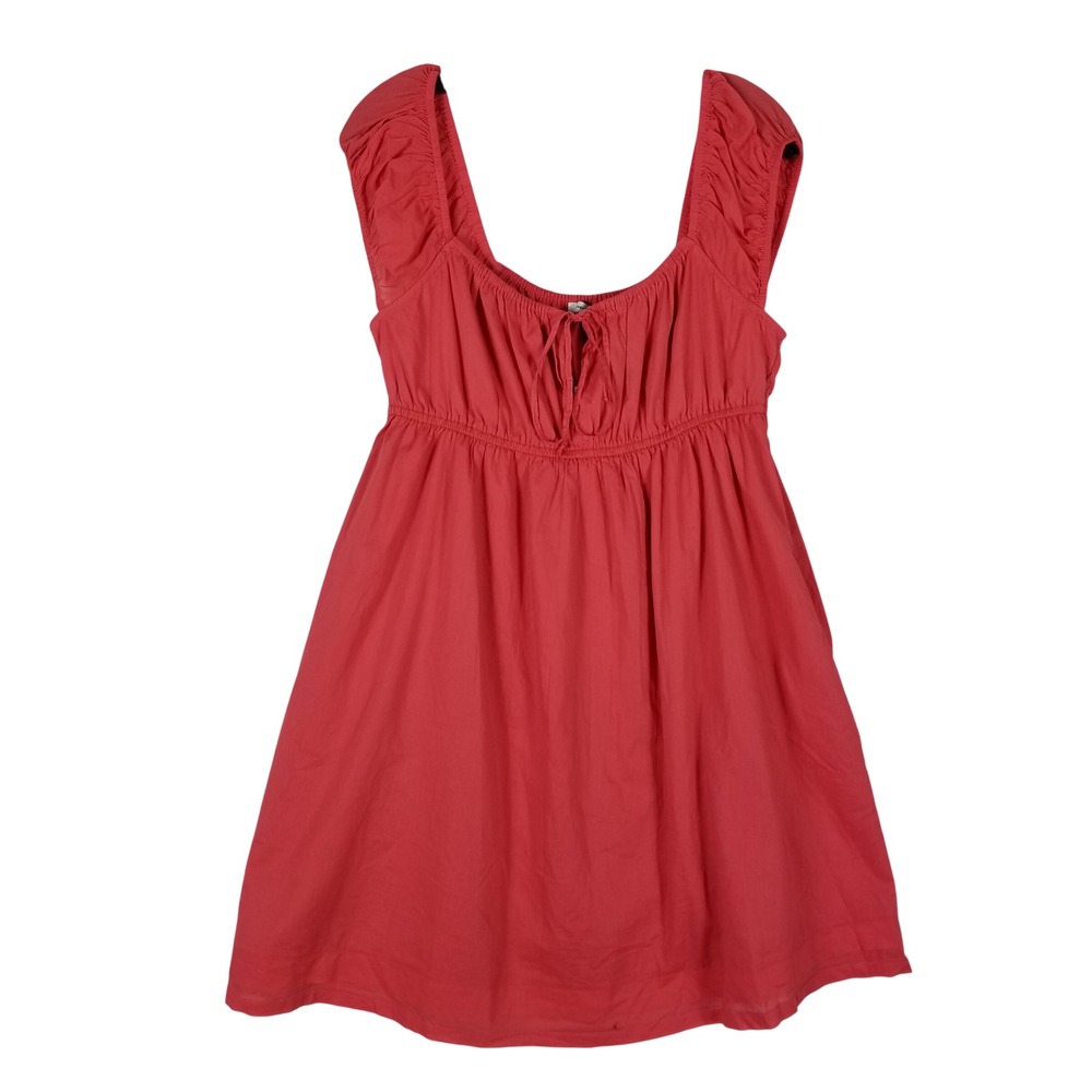 American Eagle Mini Dress Womens Large Coral Ruffle Cap Sleeve Cotton 7813-189